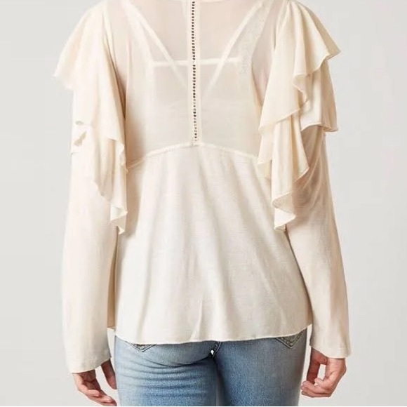 Free People La Cienega Embroidered Top Shirt Blouse Almond Ivory - Picture 2 of 5